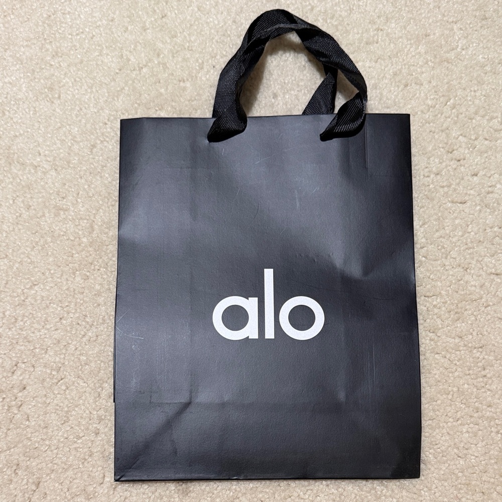 ALO Yoga Black Paper Tote with White Logo